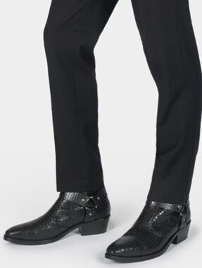 Straight To Hell 'Libertine' Snakeskin Leather Harness Boots - Size 14